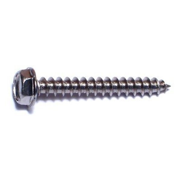 Midwest Fastener Sheet Metal Screw, #10 x 1-1/2 in, 18-8 Stainless Steel Hex Head Slotted Drive, 10 PK 63853